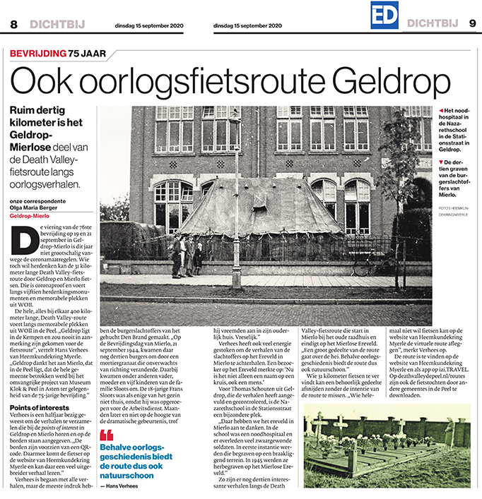 Artikel Eindhovens Dagblad 15 september 2020 ED 15-09-2020